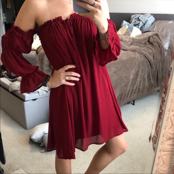 Dresses & Skirts - New sexy dark red off shoulder dress Medium Large